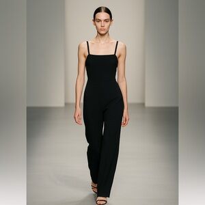 Alexander Wang Matte Poly Crepe Black Jumpsuit Cutout Back NWT Size 8